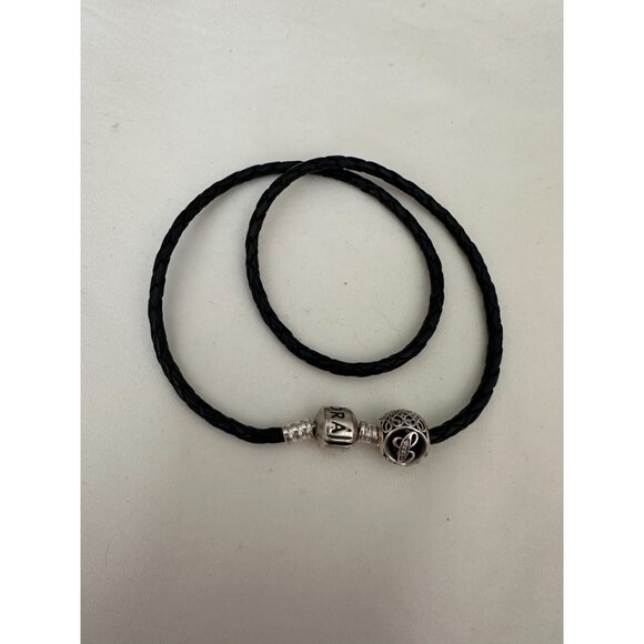 Pandora double wrap rope bracelet with sterling "J" charm - Picture 2 of 4